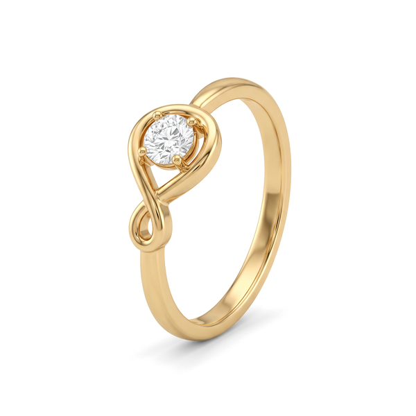 Fluid Infinity Teardrop Swirl Solitaire Round Diamond Ring