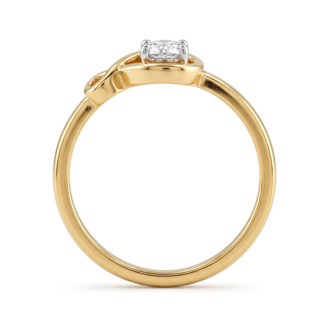 Fluid Infinity Teardrop Swirl Solitaire Round Diamond Ring
