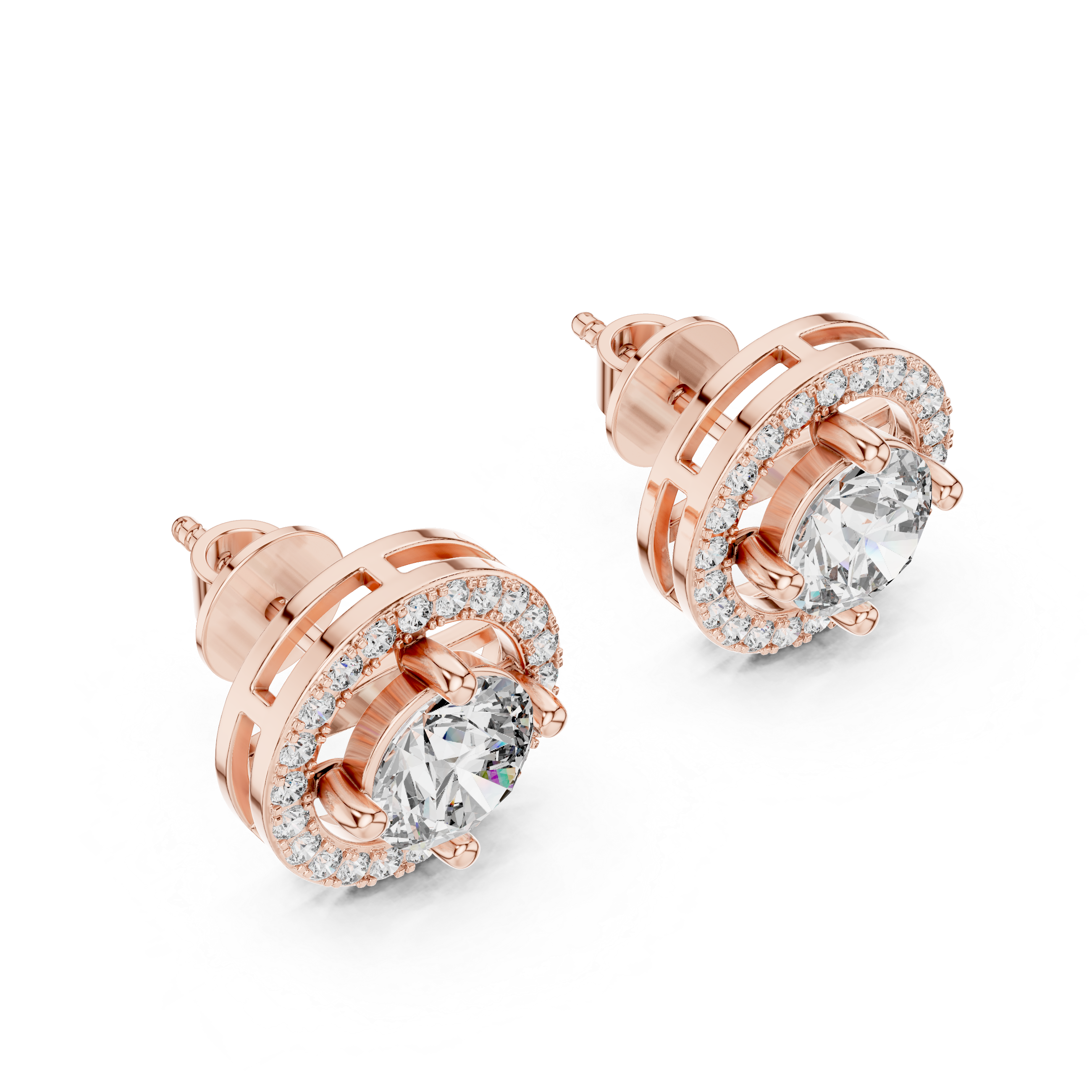 Beautiful Round Design Lab Grown Diamond Earrings