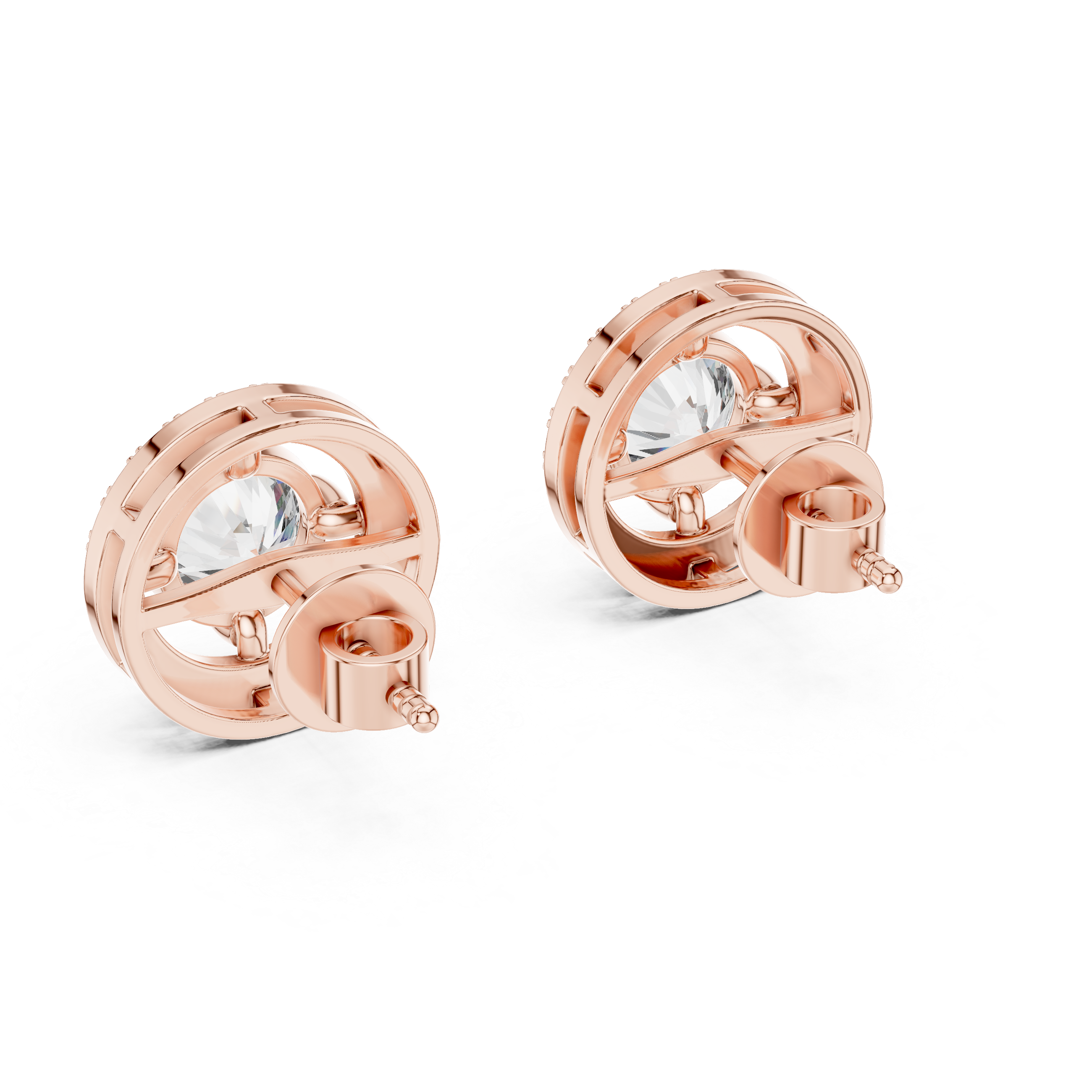 Beautiful Round Design Lab Grown Diamond Earrings