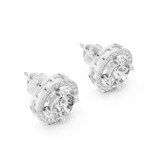 Beautiful Round Design Lab Grown Diamond Earrings