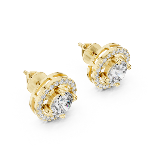 Beautiful Round Design Lab Grown Diamond Earrings