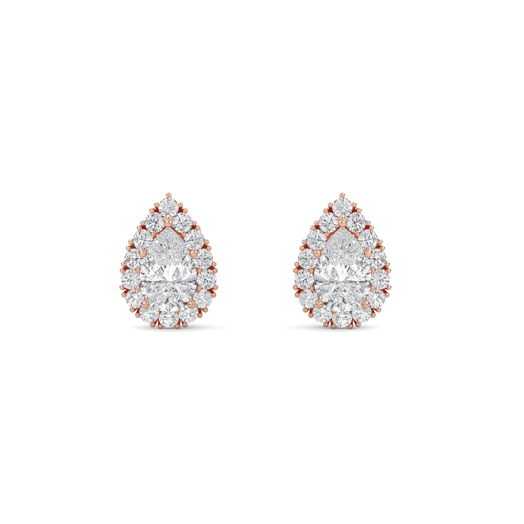 Dazzling Pear Halo Diamond Stud Earrings
