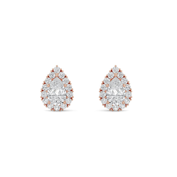 Dazzling Pear Halo Diamond Stud Earrings