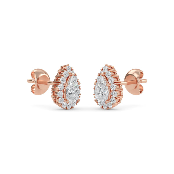 Dazzling Pear Halo Diamond Stud Earrings