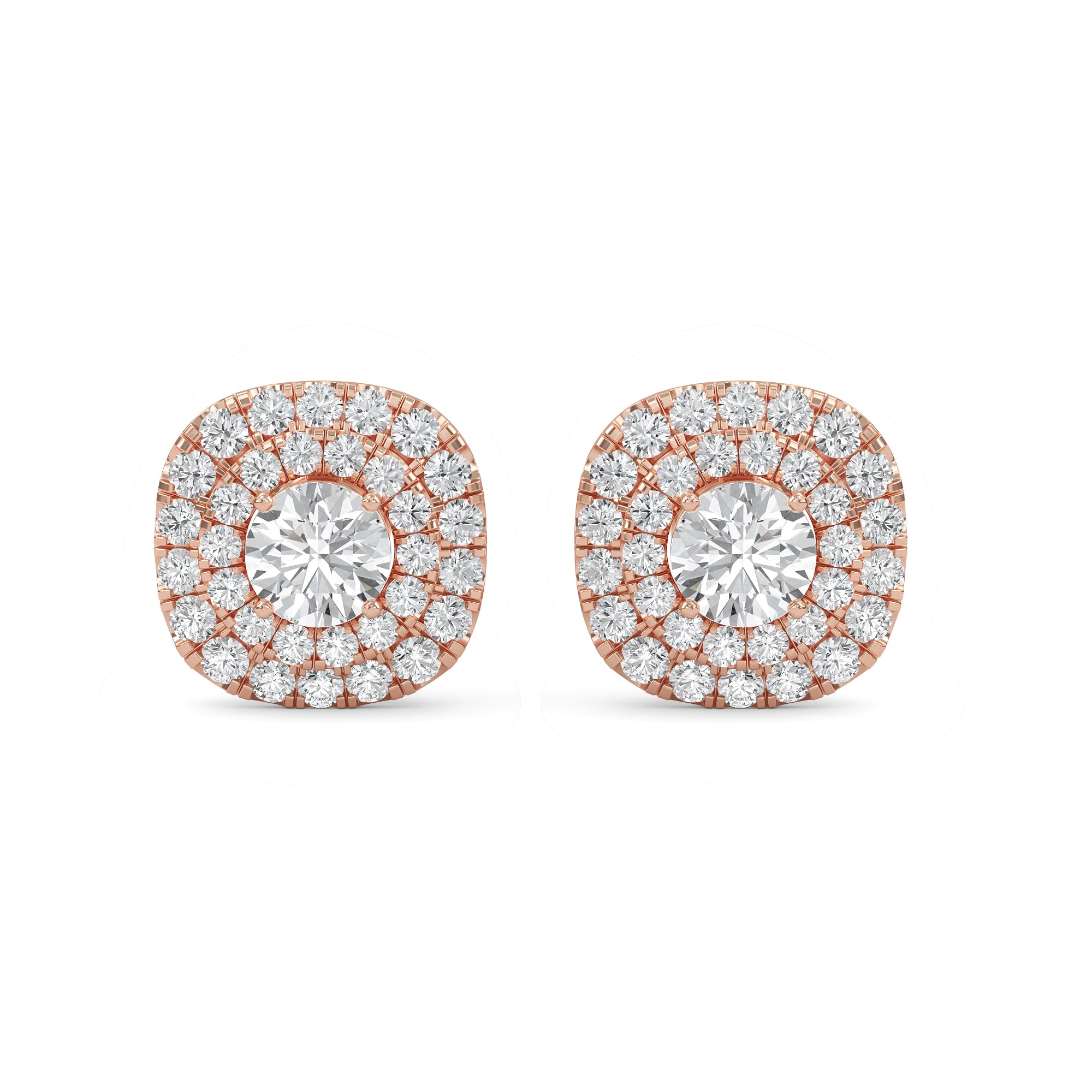 Sparkling Gold Halo Diamond Stud Earrings