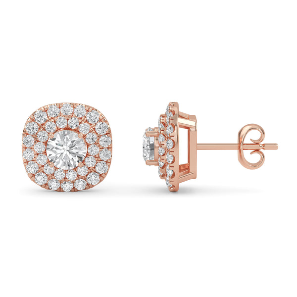 Sparkling Gold Halo Diamond Stud Earrings