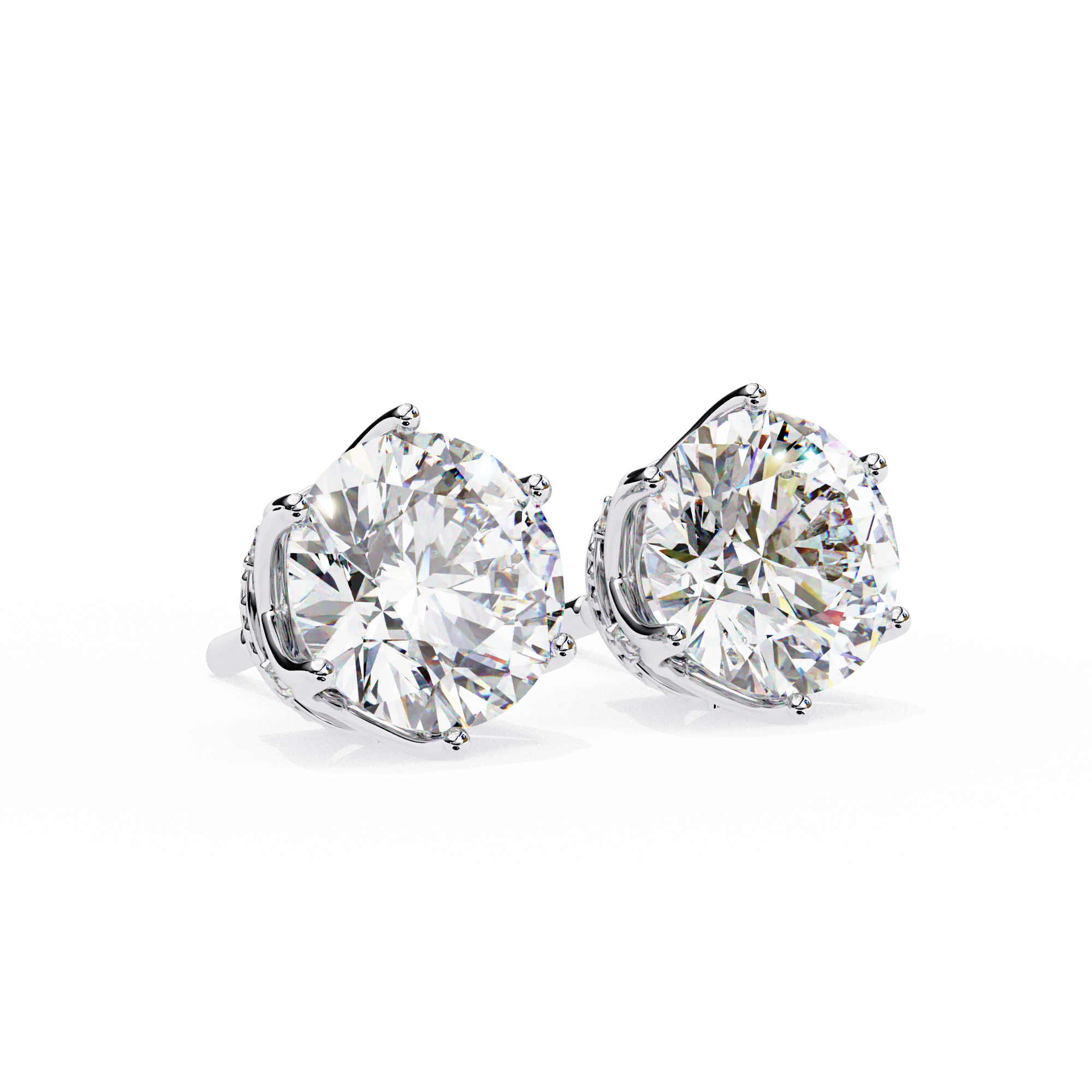 Elegant Six-Prong Diamond Stud Earrings