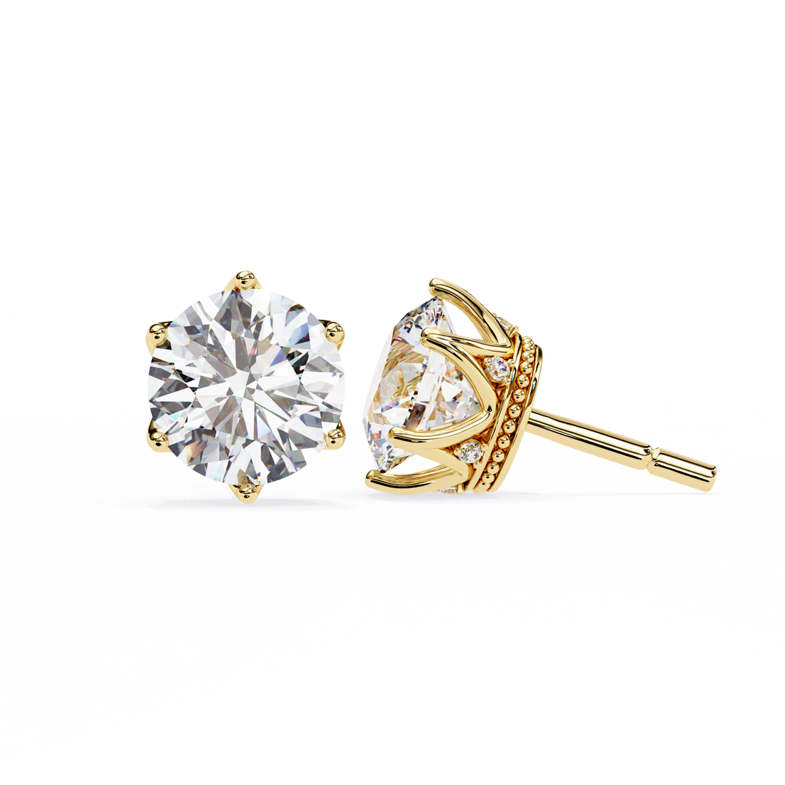 Elegant Six-Prong Diamond Stud Earrings