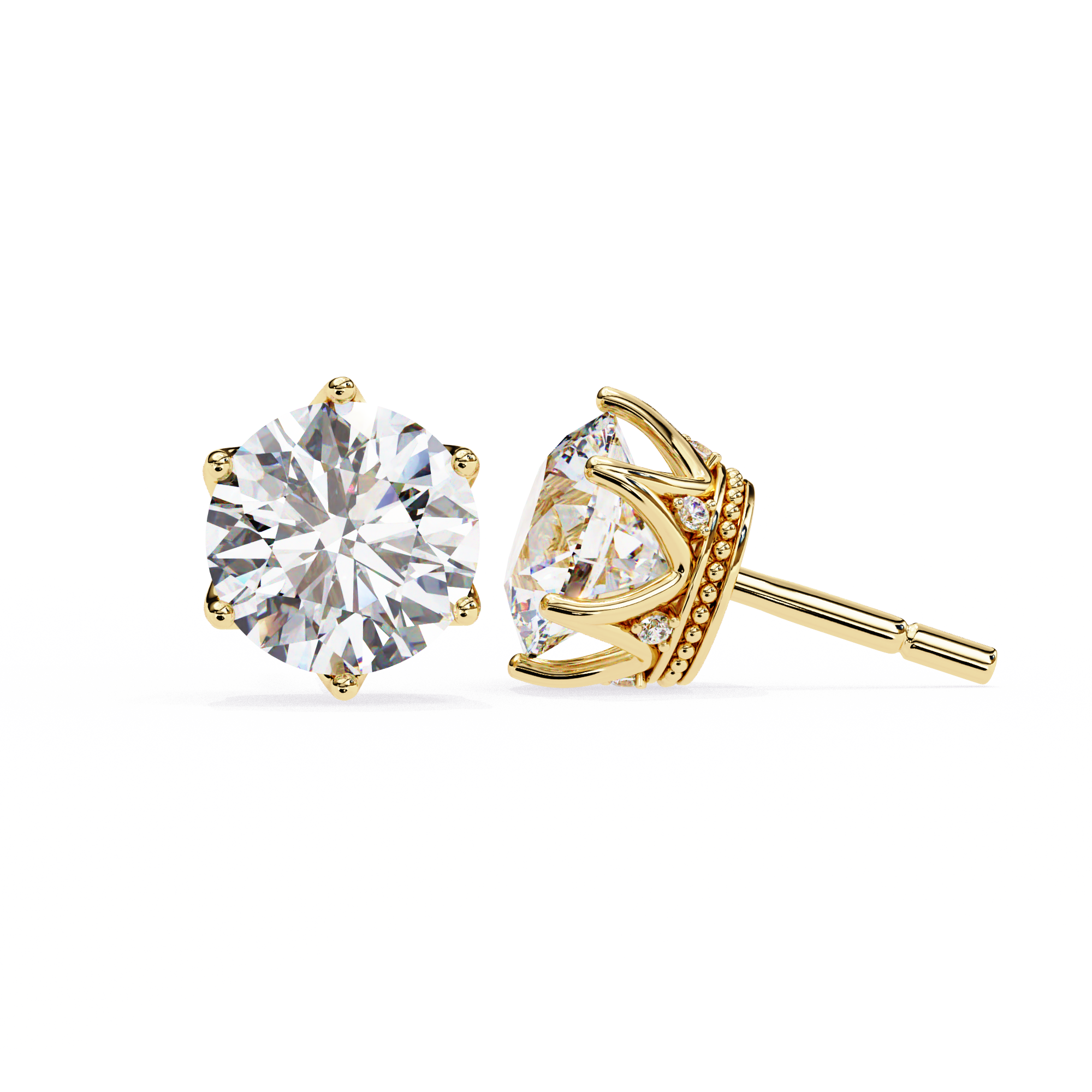 Elegant Six-Prong Diamond Stud Earrings