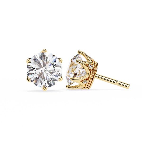 Elegant Six-Prong Diamond Stud Earrings