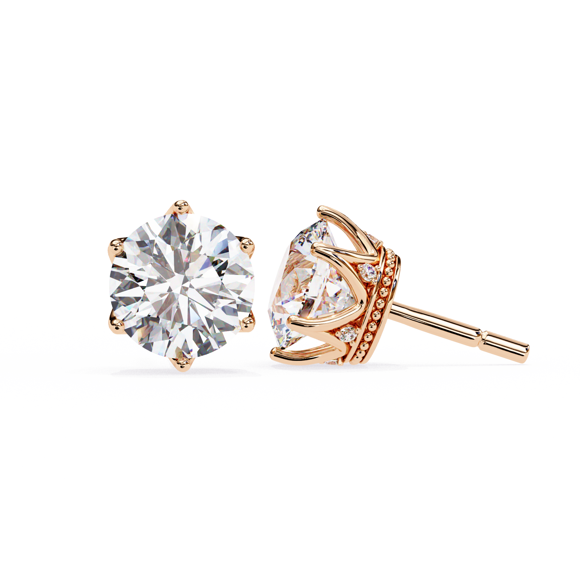 Elegant Six-Prong Diamond Stud Earrings