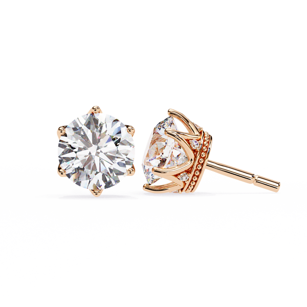 Elegant Six-Prong Diamond Stud Earrings