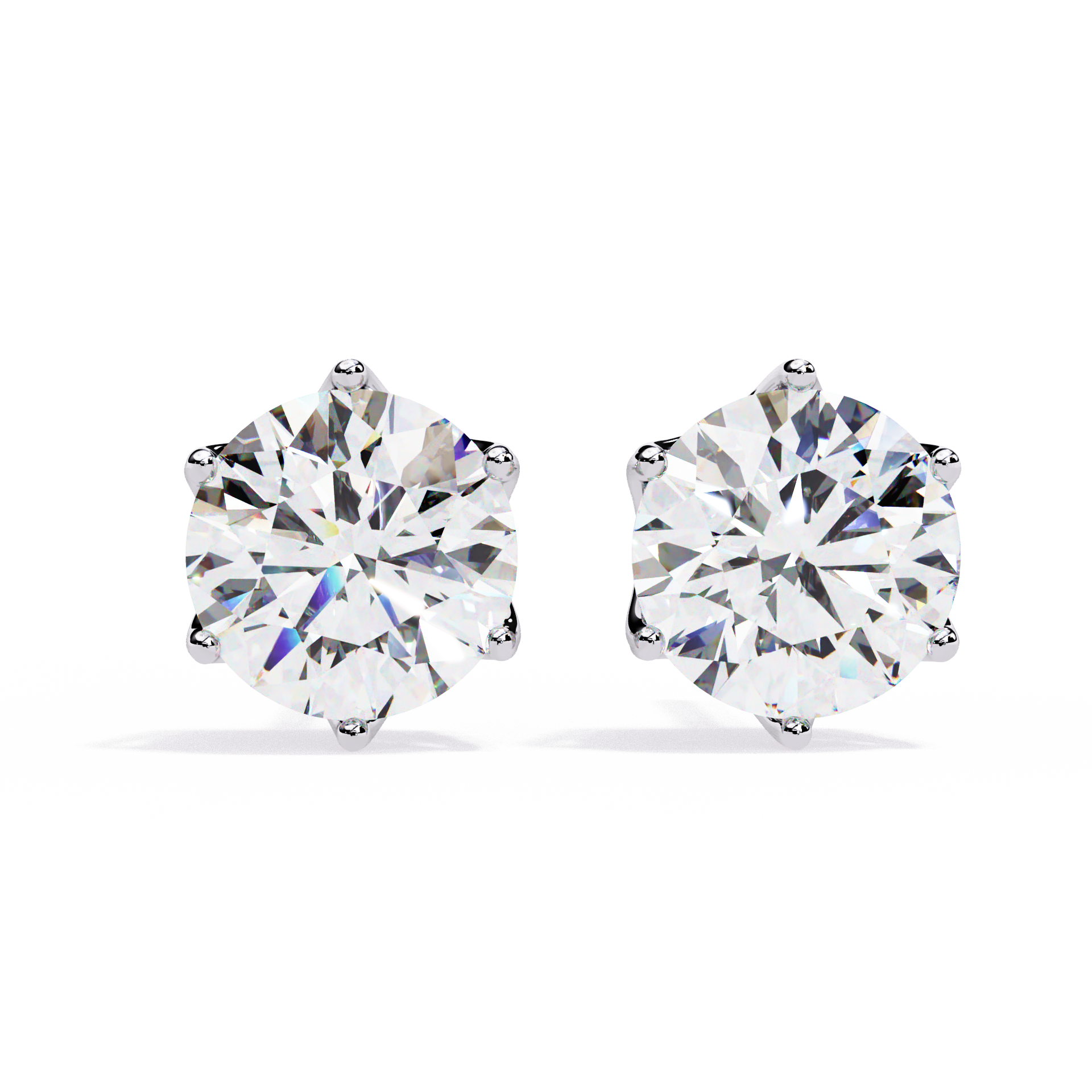Elegant Six-Prong Diamond Stud Earrings