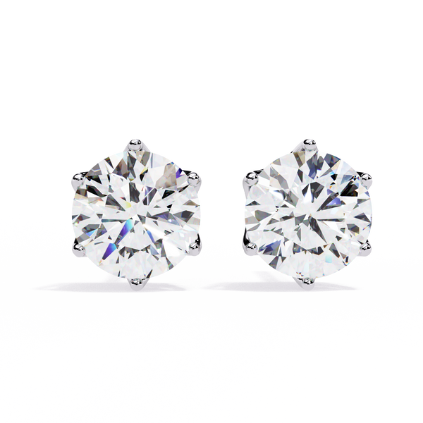Elegant Six-Prong Diamond Stud Earrings