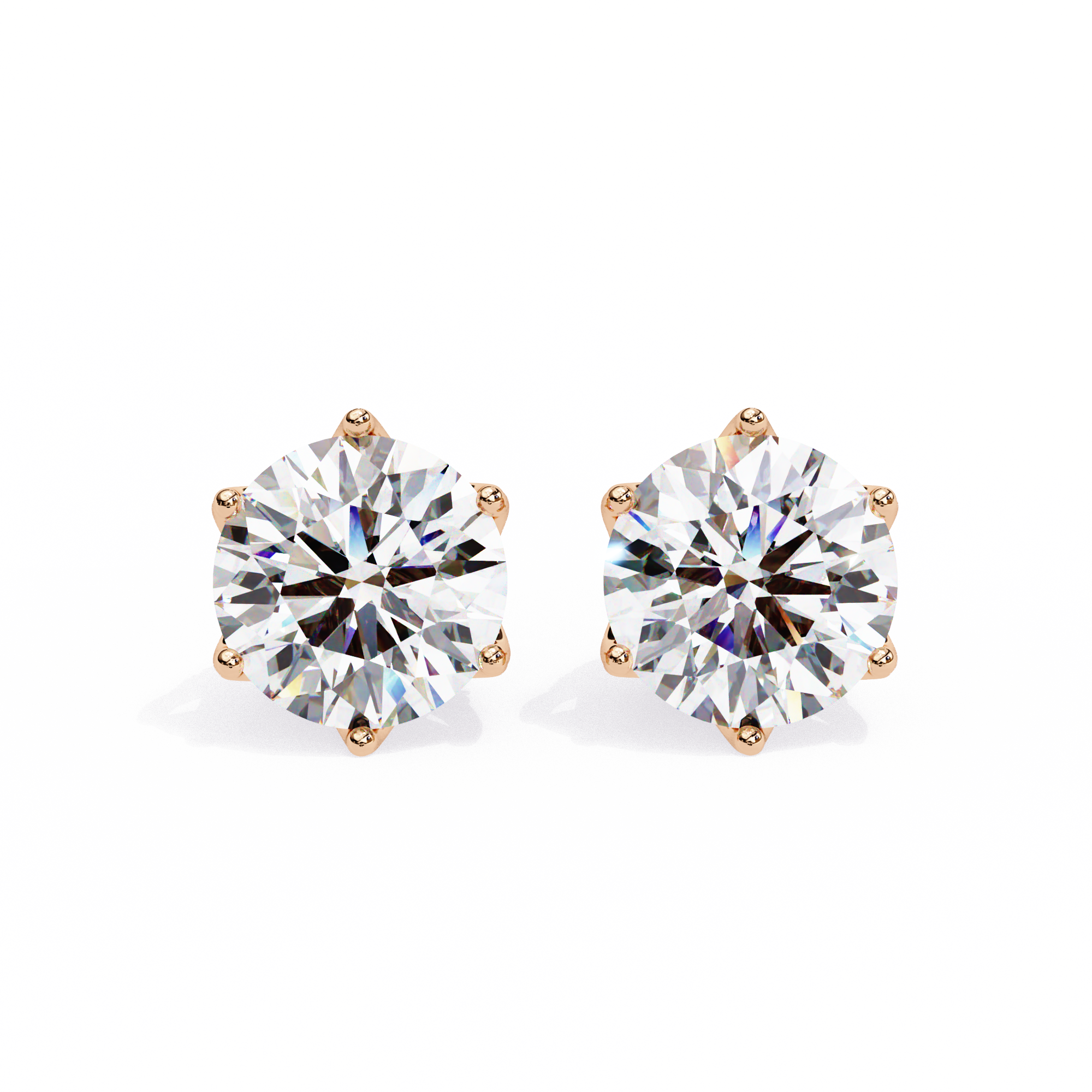 Elegant Six-Prong Diamond Stud Earrings