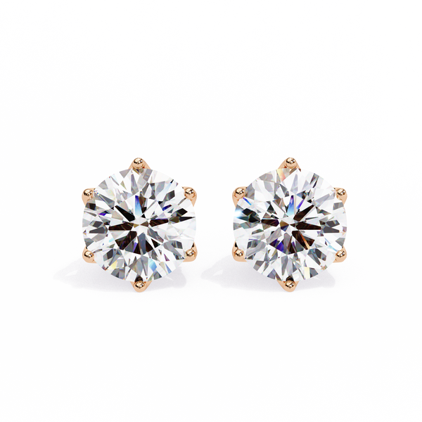 Elegant Six-Prong Diamond Stud Earrings