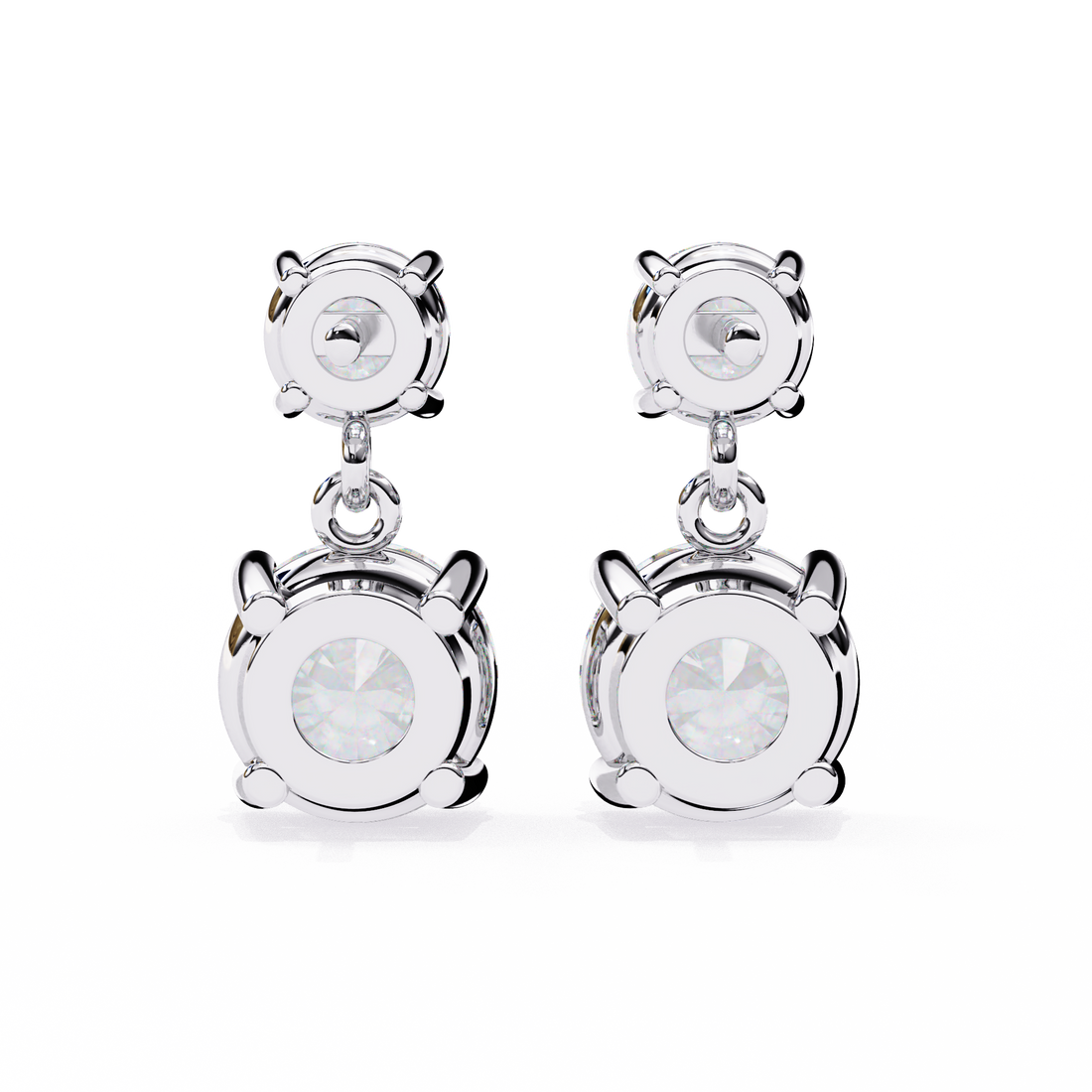 Starlight Round Cut Solitaire Drop Earrings