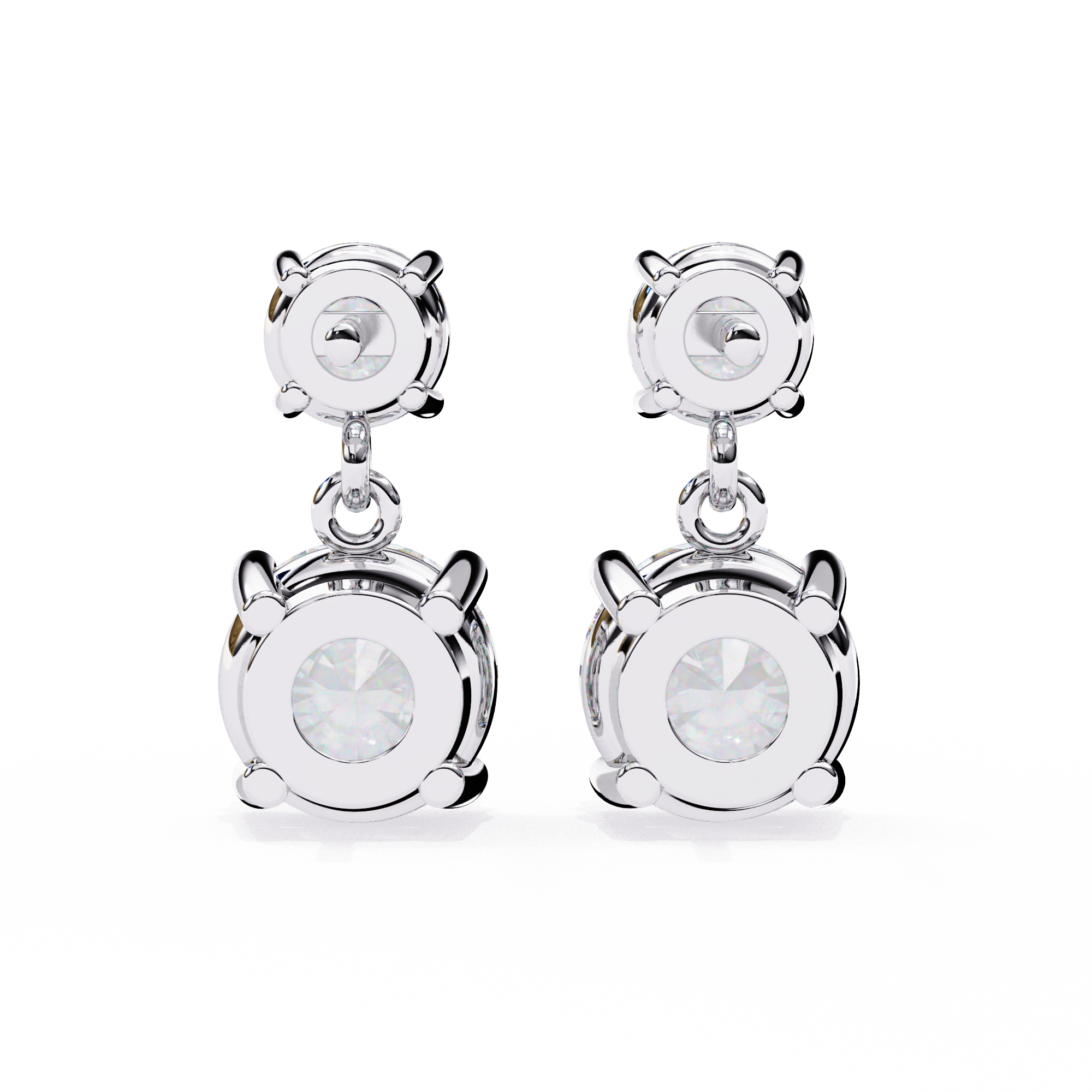 Starlight Round Cut Solitaire Drop Earrings