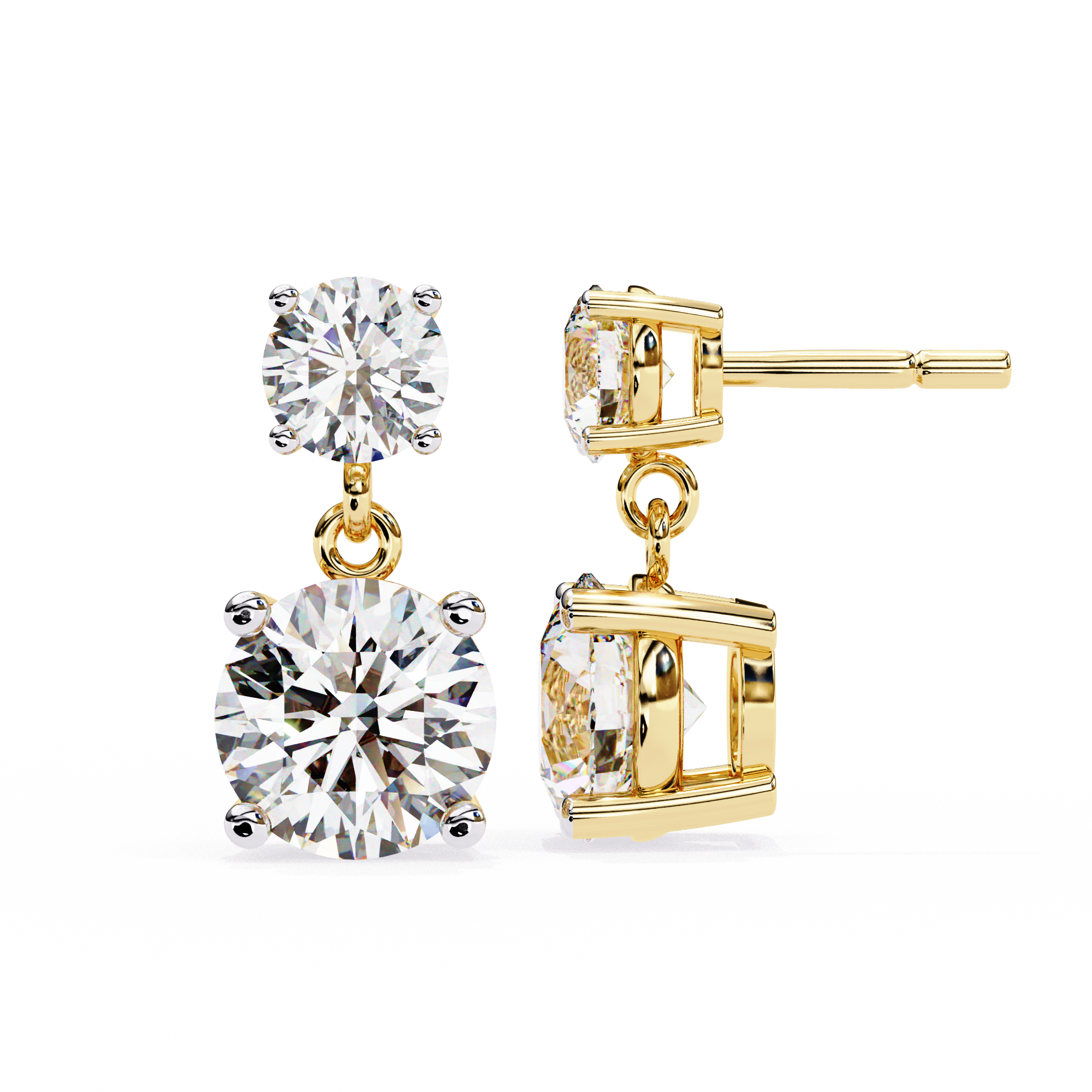 Starlight Round Cut Solitaire Drop Earrings
