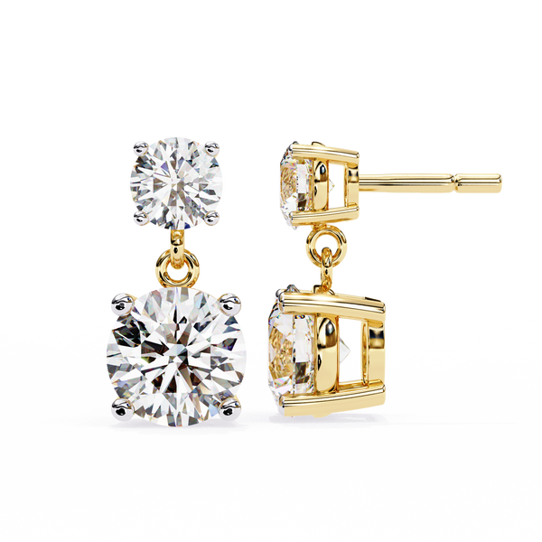 Starlight Round Cut Solitaire Drop Earrings