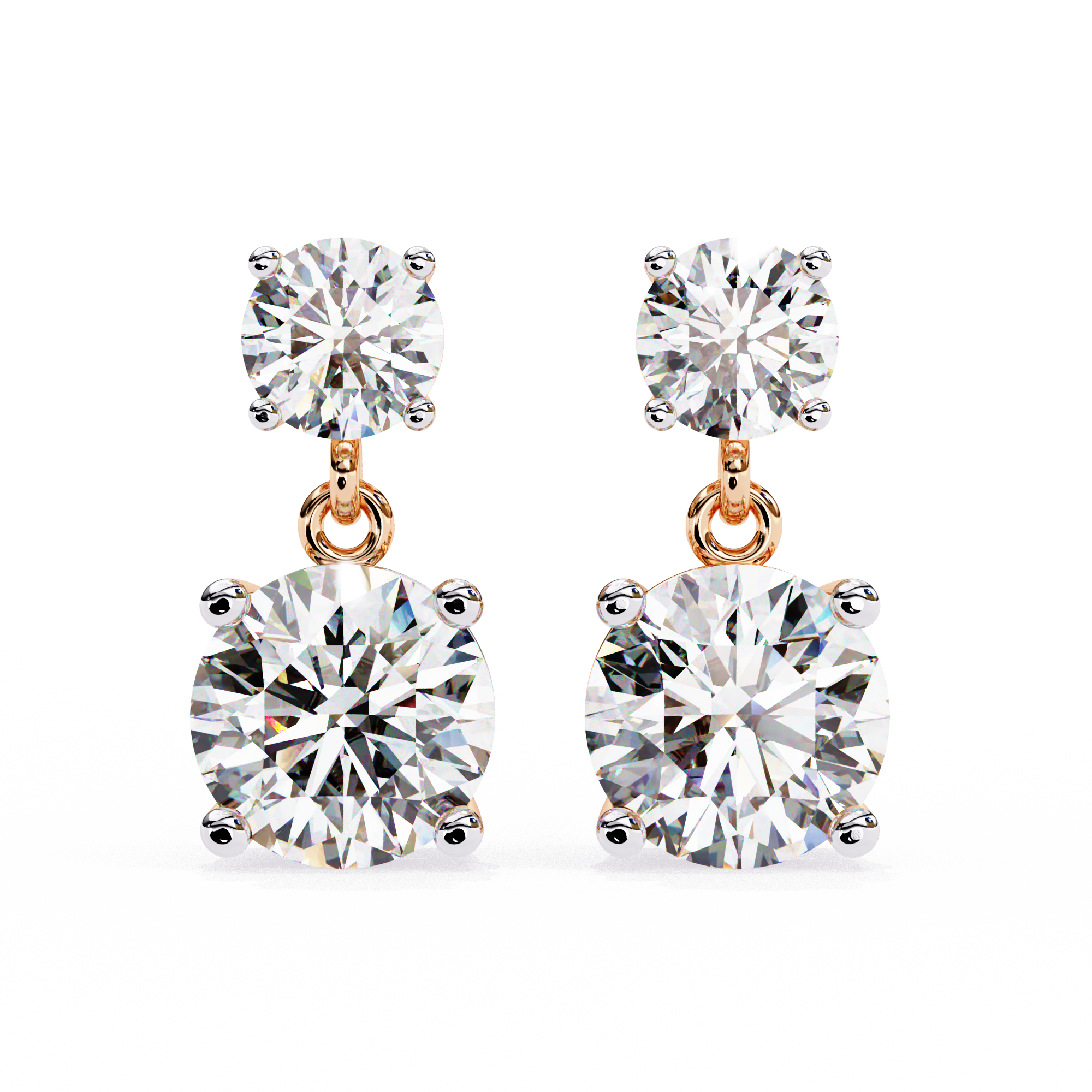 Starlight Round Cut Solitaire Drop Earrings