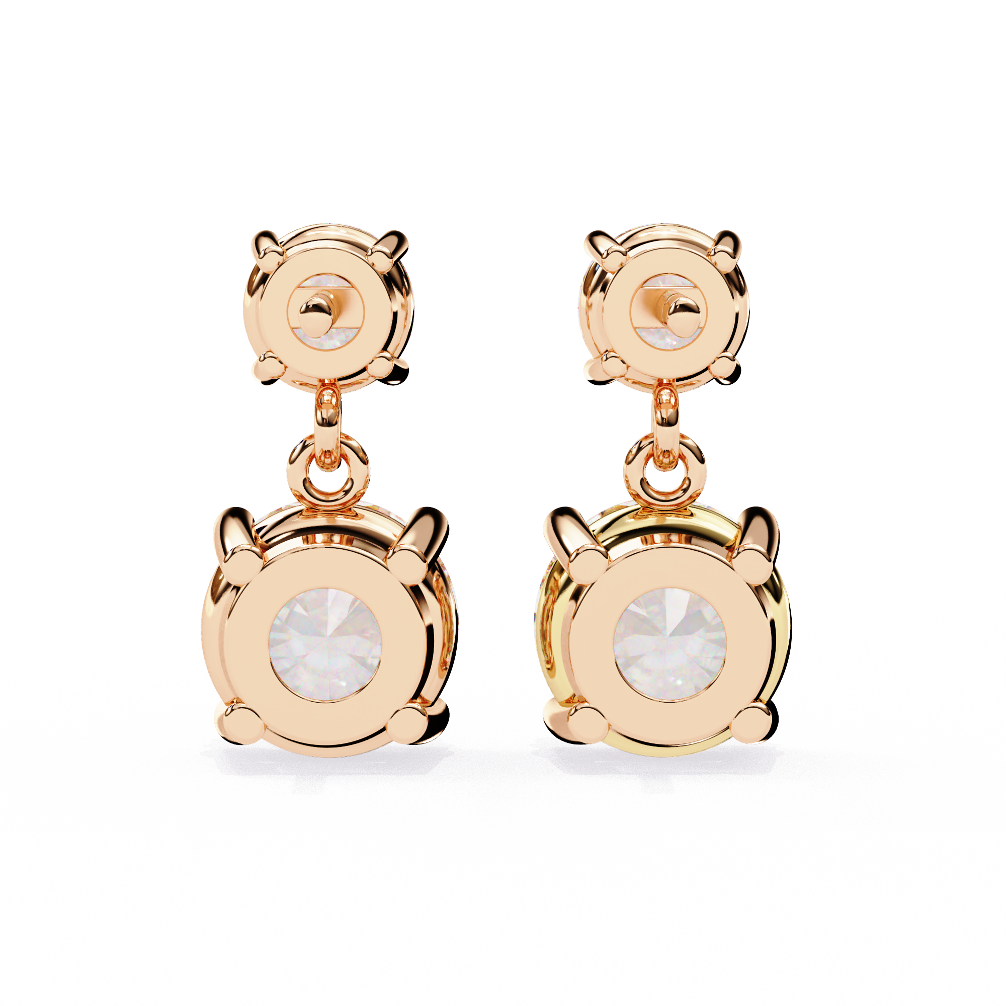 Starlight Round Cut Solitaire Drop Earrings