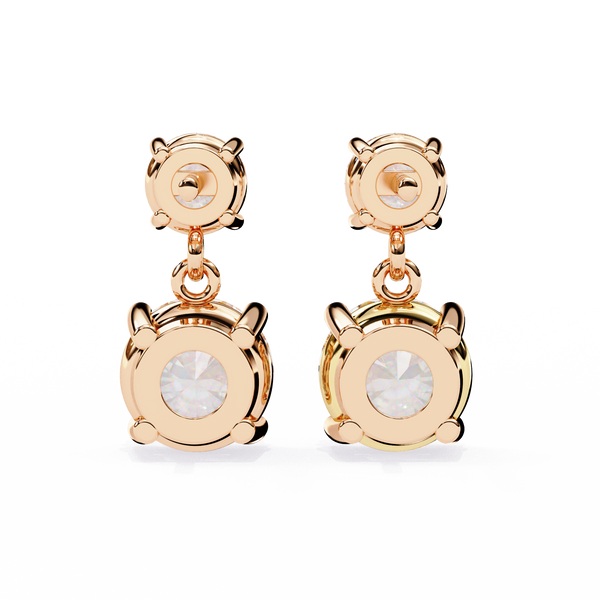 Starlight Round Cut Solitaire Drop Earrings
