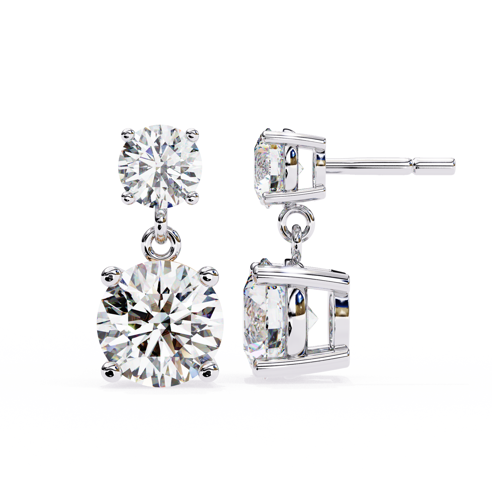Starlight Round Cut Solitaire Drop Earrings