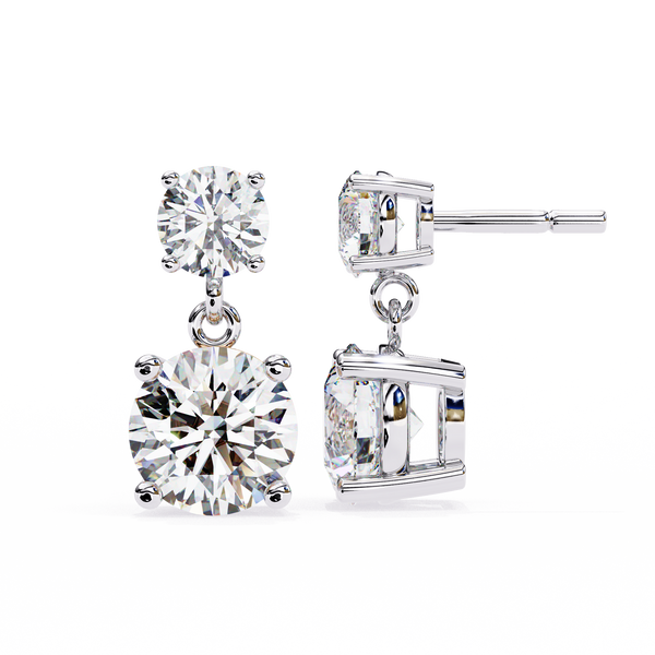 Starlight Round Cut Solitaire Drop Earrings