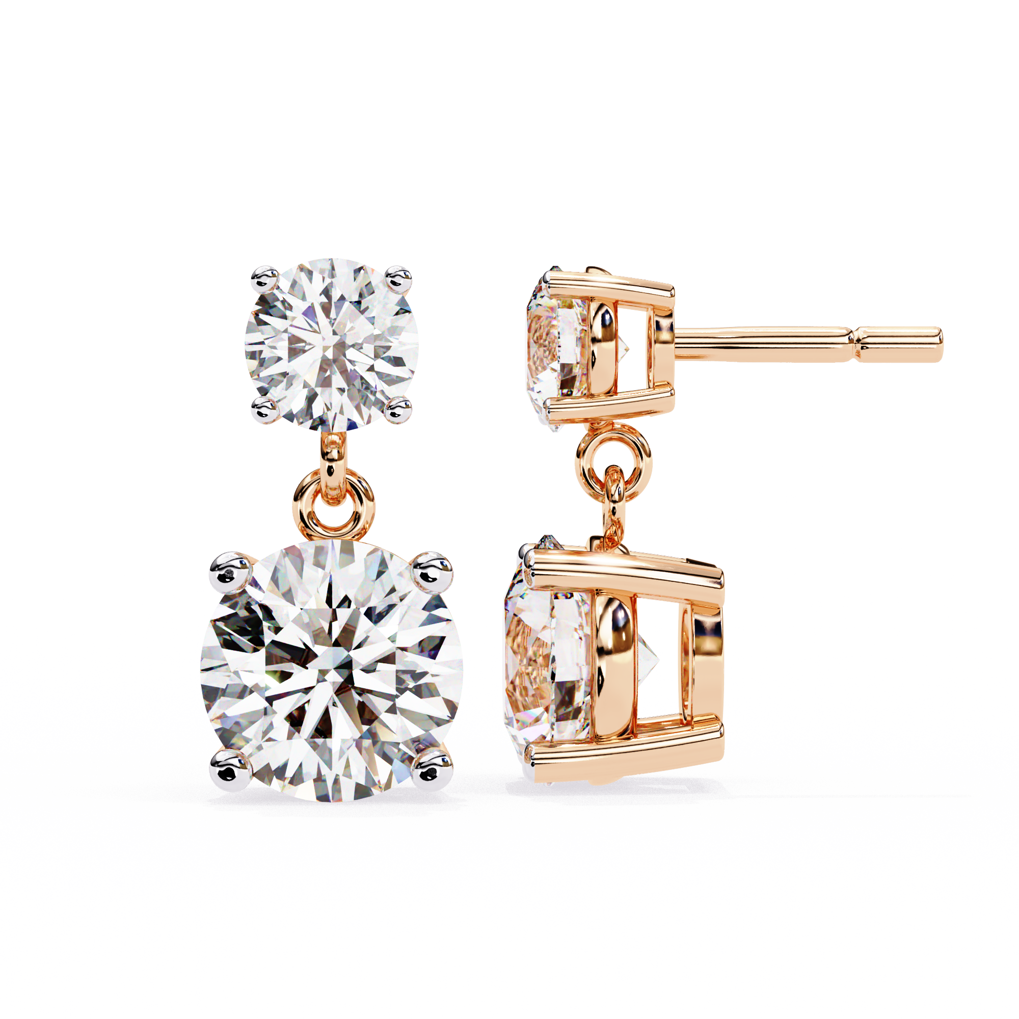 Starlight Round Cut Solitaire Drop Earrings