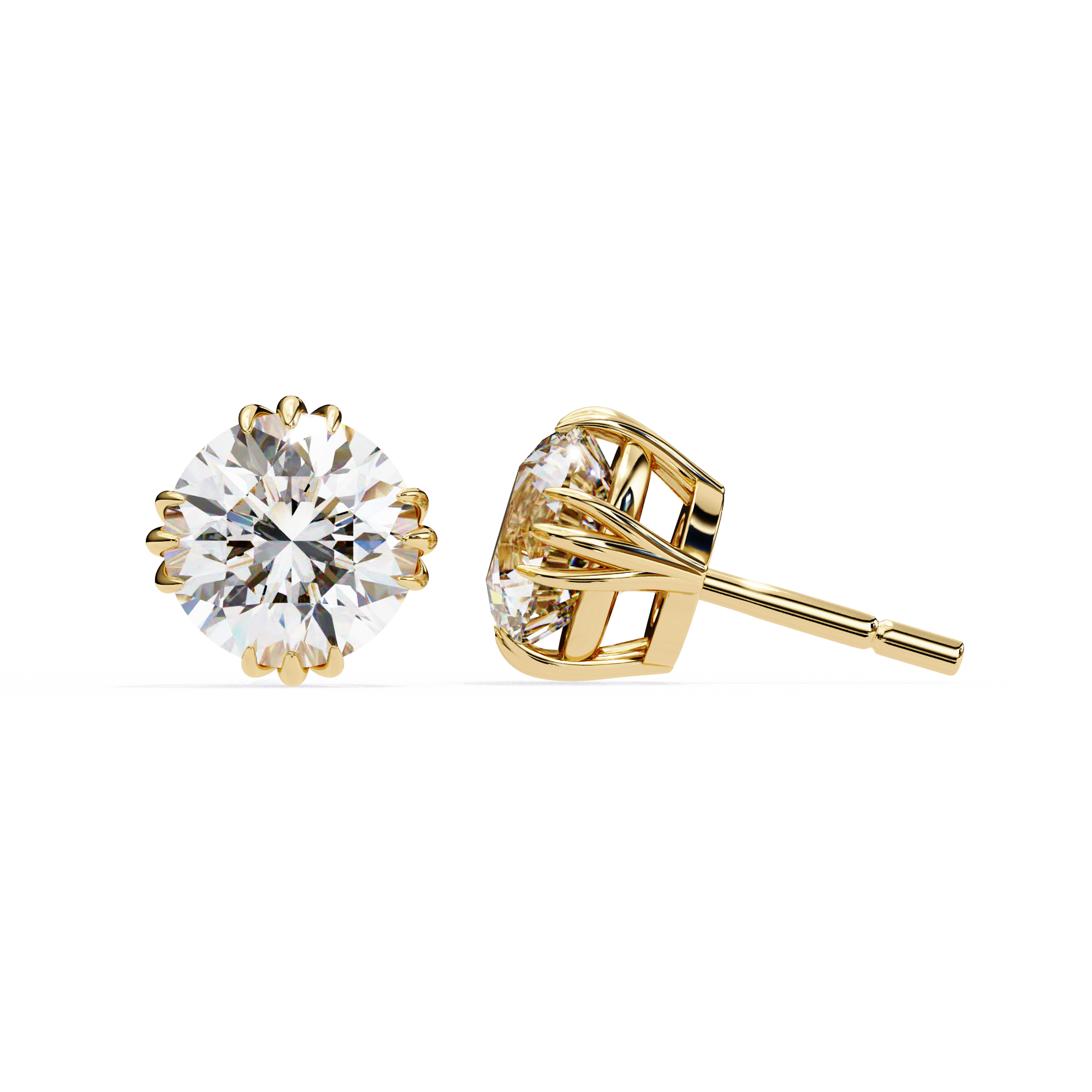 Eterna triple Prong Classic Solitaire Stud Earrings
