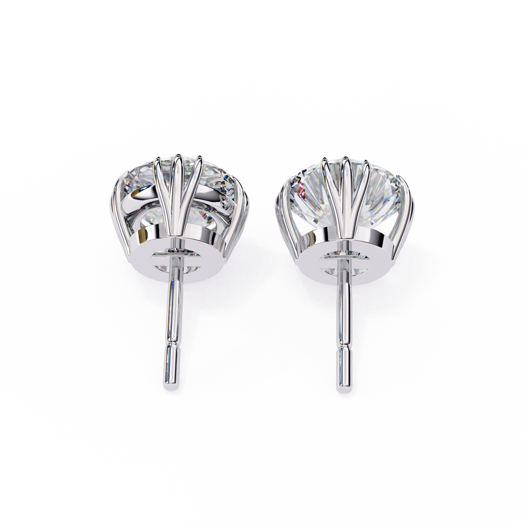 Eterna triple Prong Classic Solitaire Stud Earrings