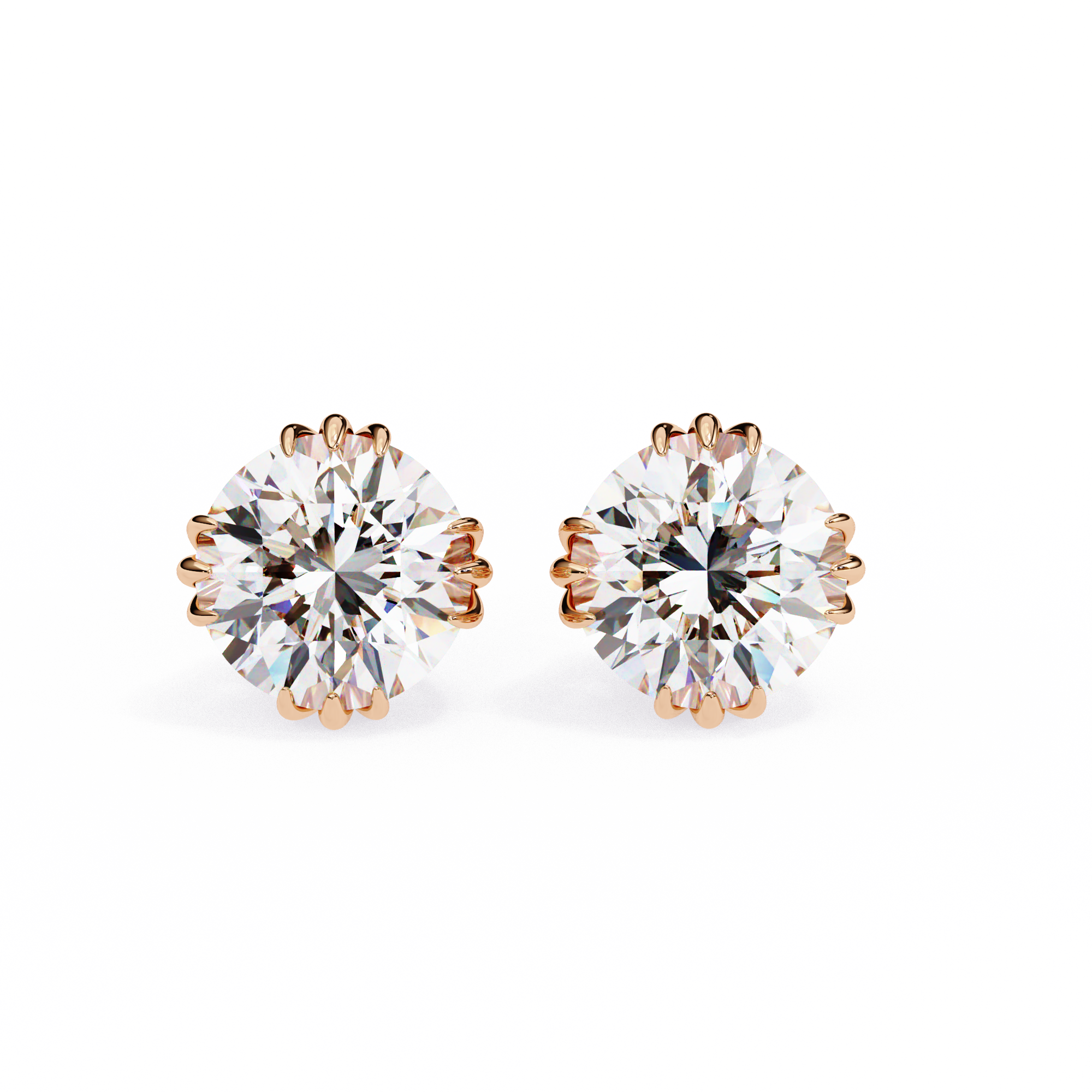 Eterna triple Prong Classic Solitaire Stud Earrings