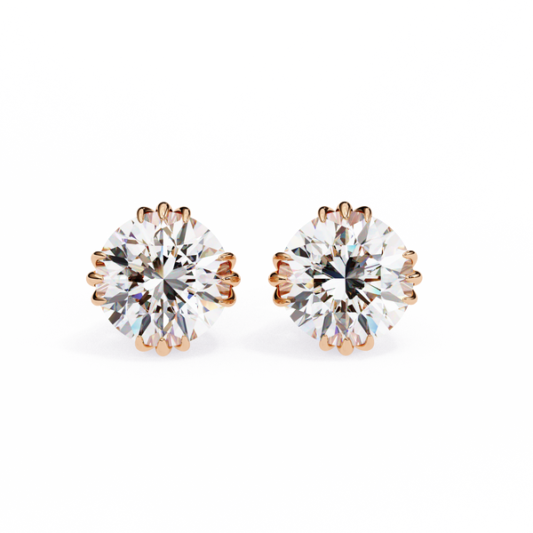 Eterna triple Prong Classic Solitaire Stud Earrings