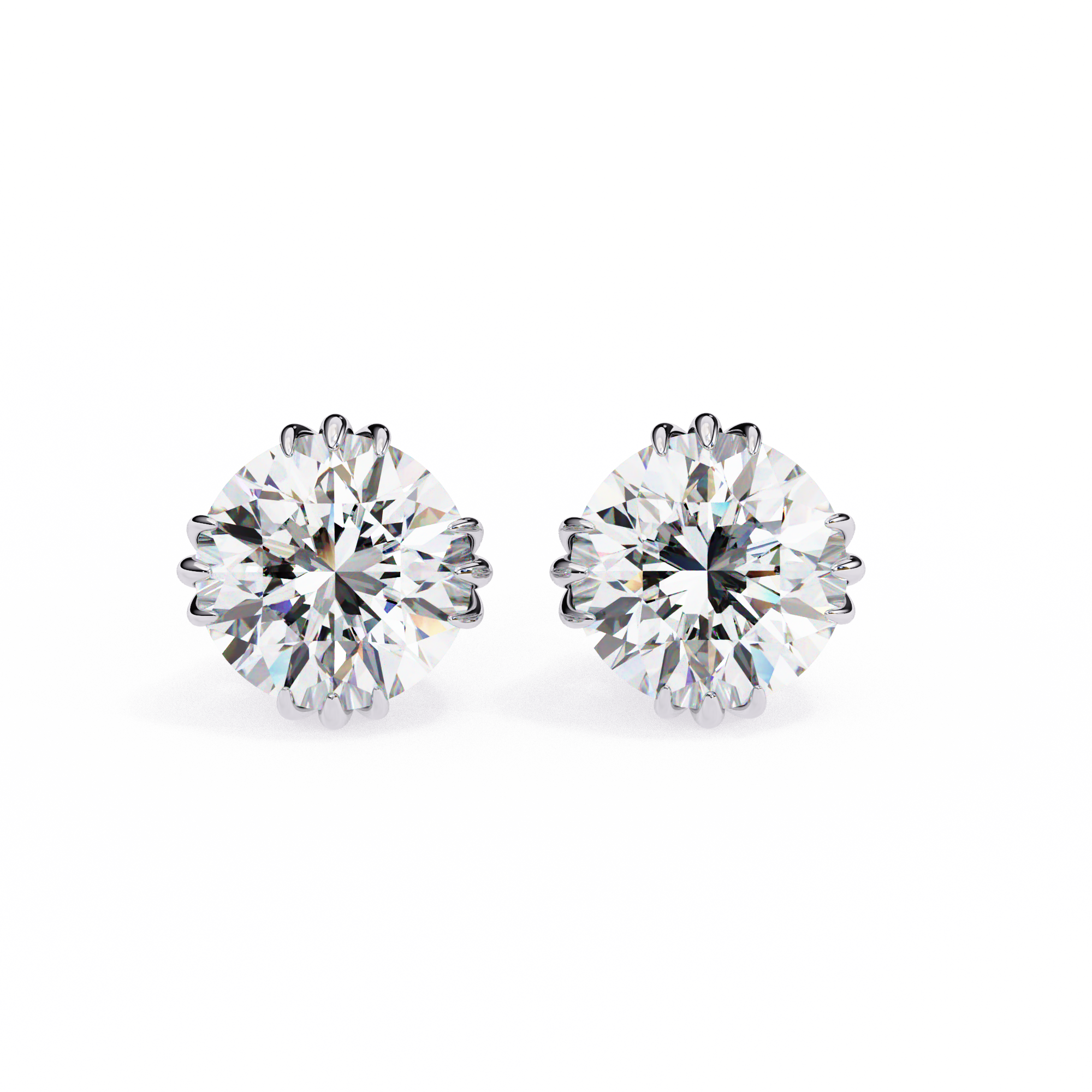 Eterna triple Prong Classic Solitaire Stud Earrings