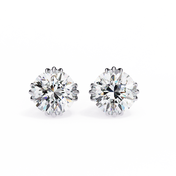 Eterna triple Prong Classic Solitaire Stud Earrings
