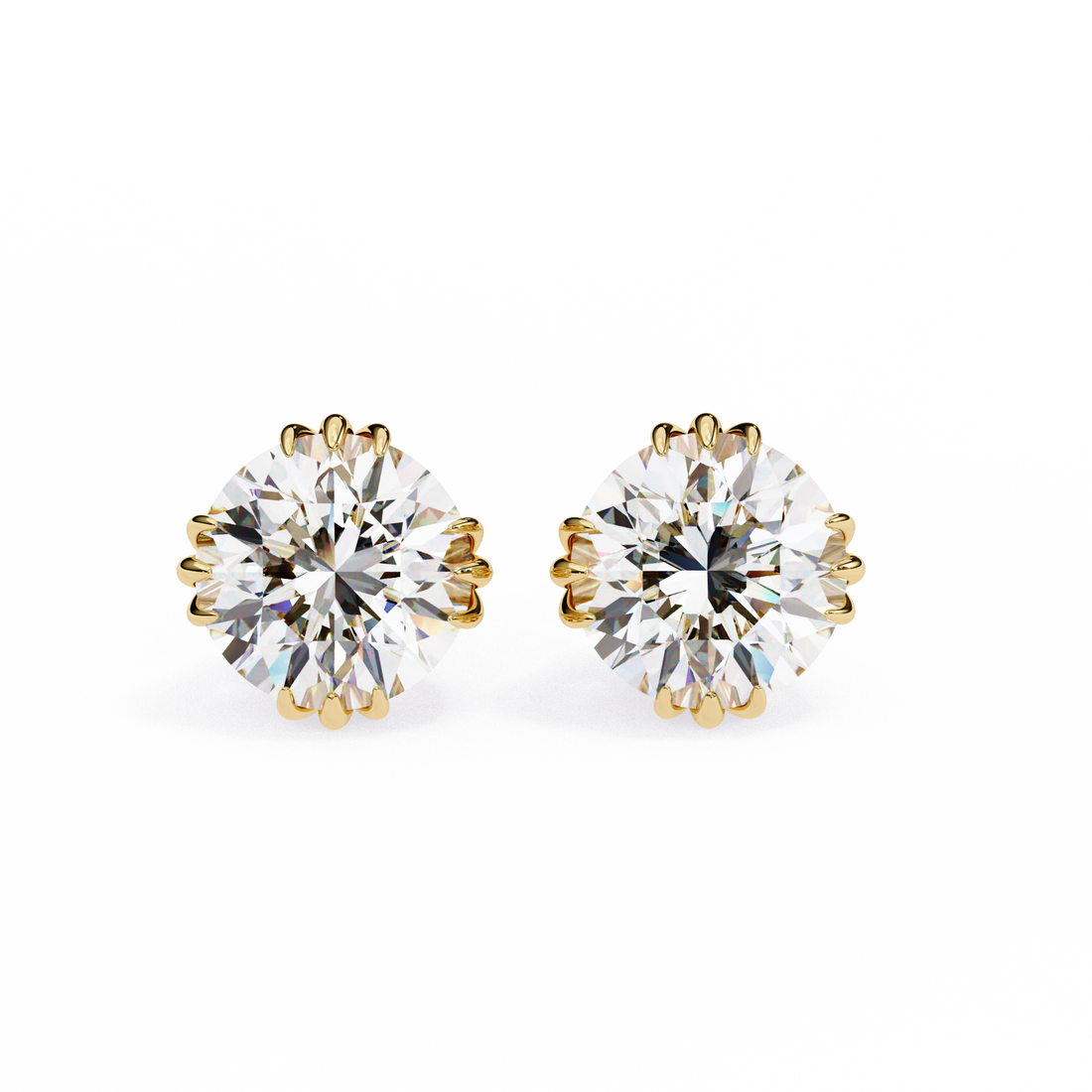 Eterna triple Prong Classic Solitaire Stud Earrings