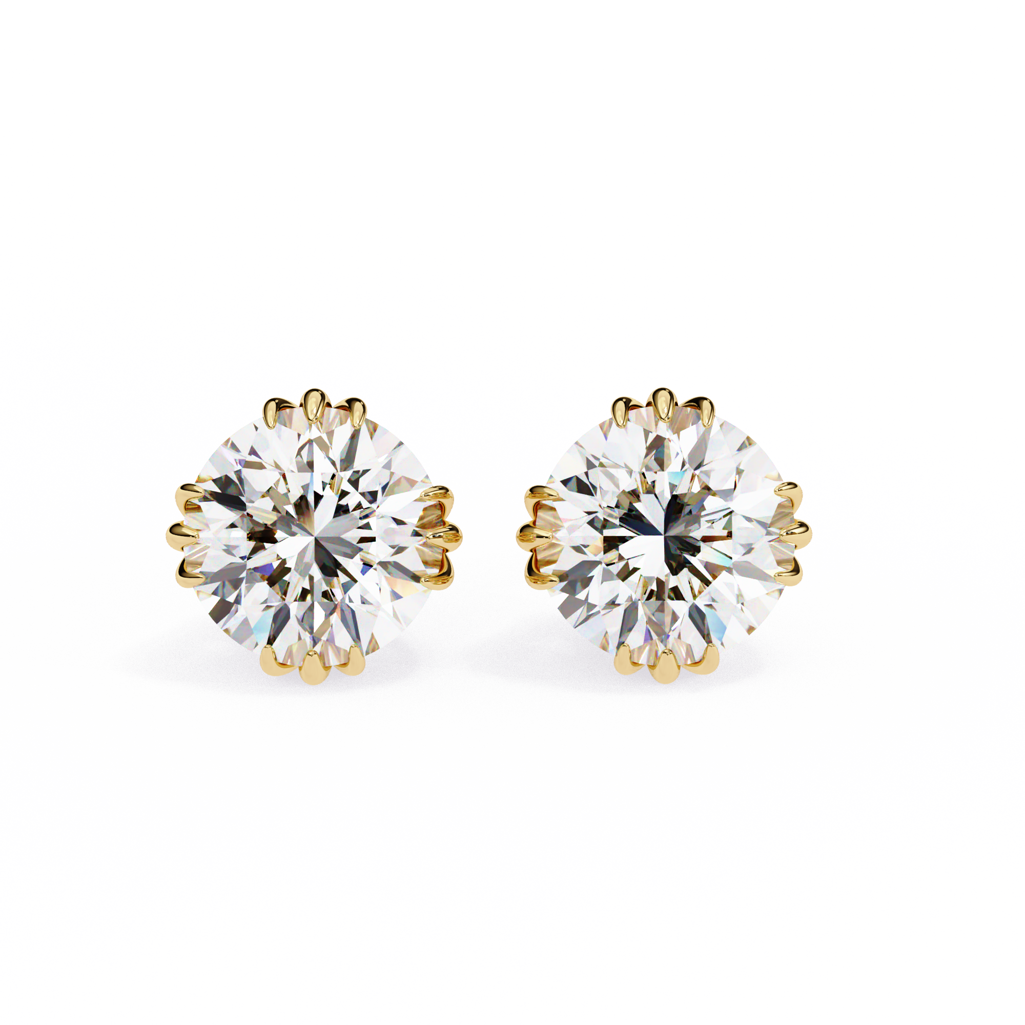 Eterna triple Prong Classic Solitaire Stud Earrings