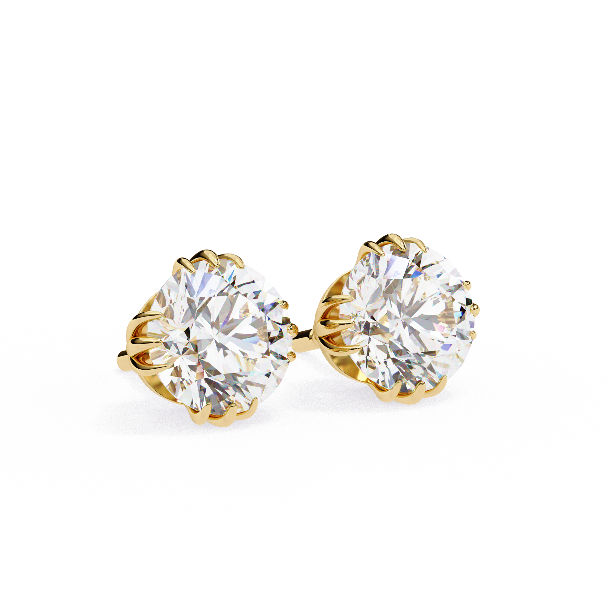 Eterna triple Prong Classic Solitaire Stud Earrings