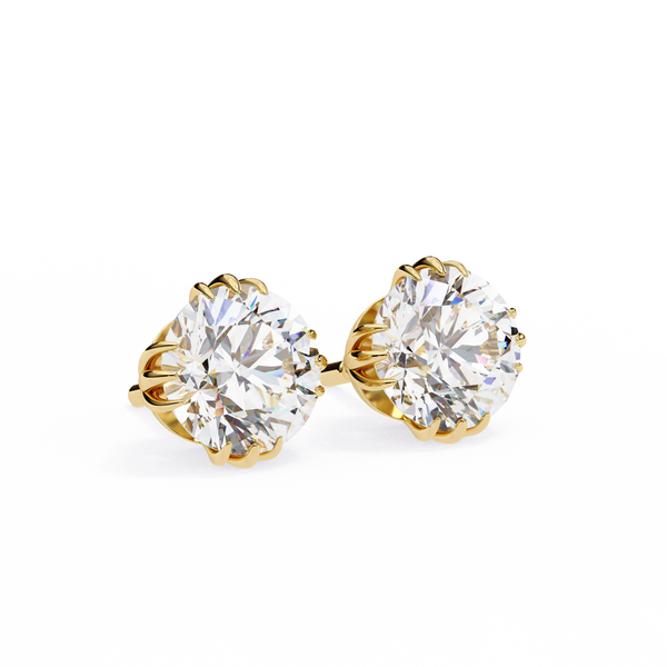 Eterna triple Prong Classic Solitaire Stud Earrings