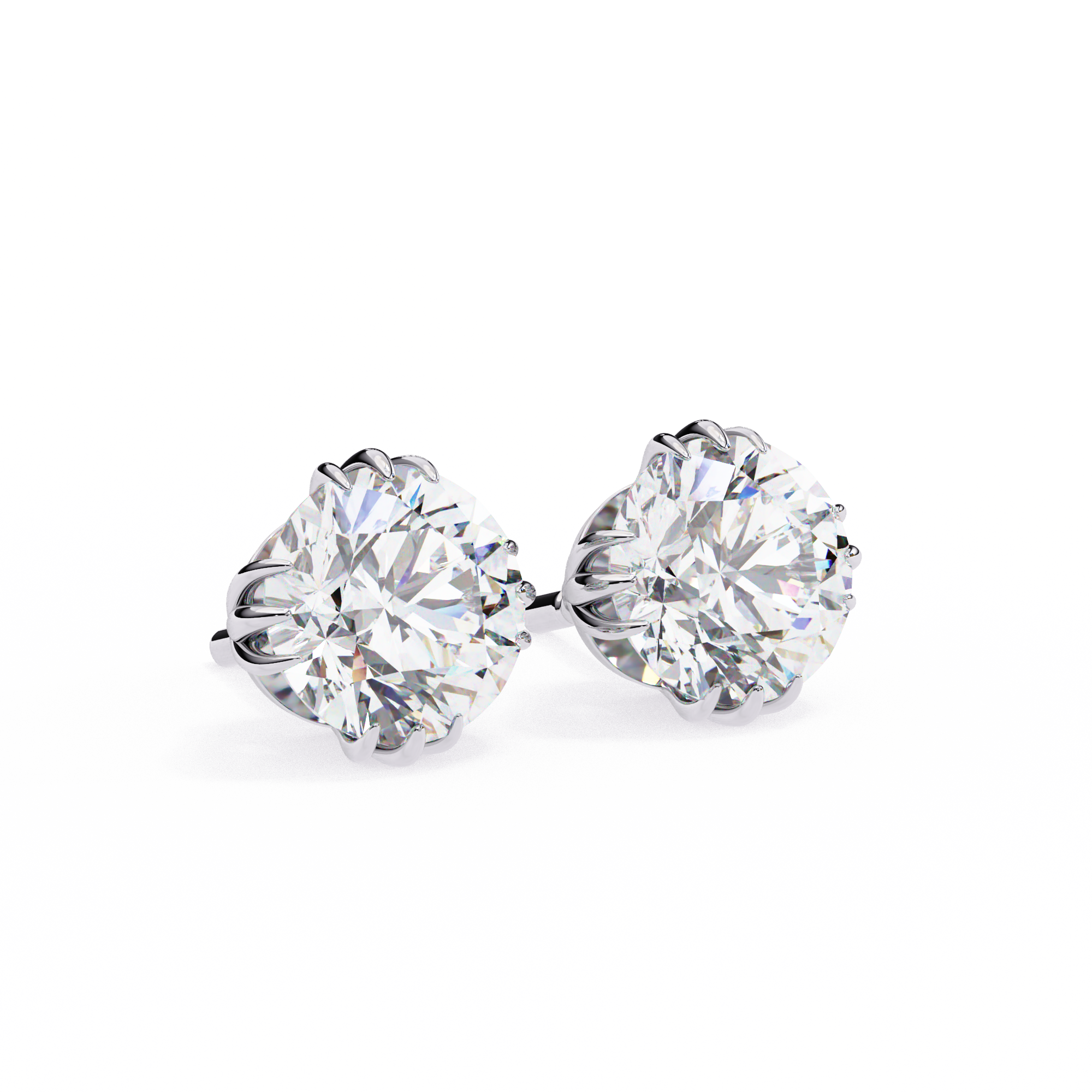 Eterna triple Prong Classic Solitaire Stud Earrings
