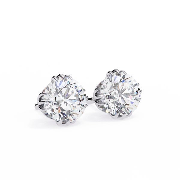 Eterna triple Prong Classic Solitaire Stud Earrings