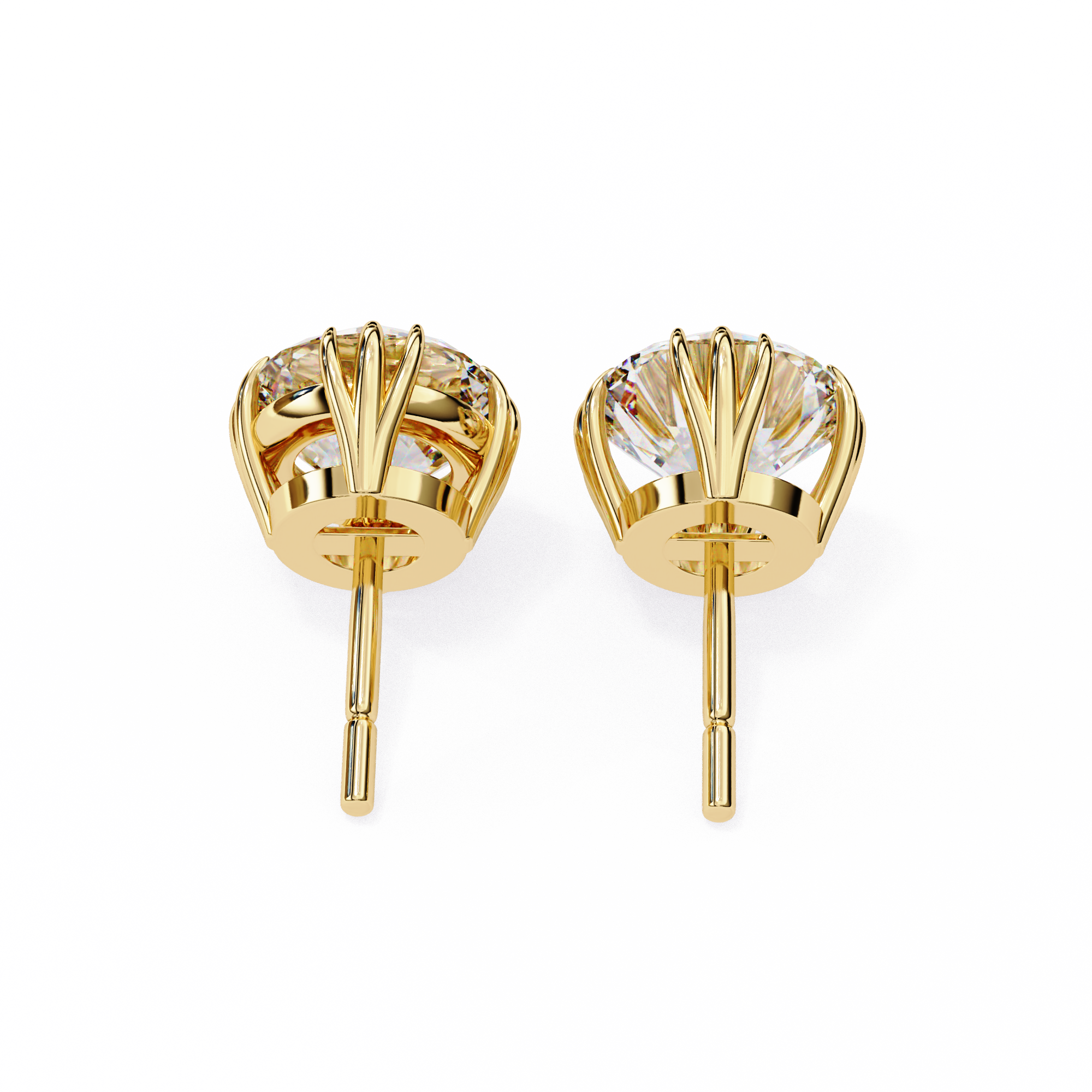 Eterna triple Prong Classic Solitaire Stud Earrings