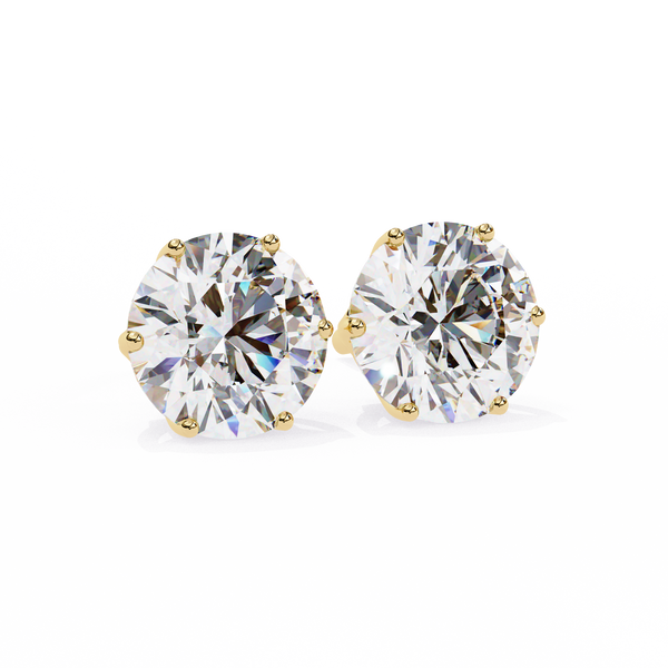 6 Prongs Brilliant Cut Diamond Stud Earring