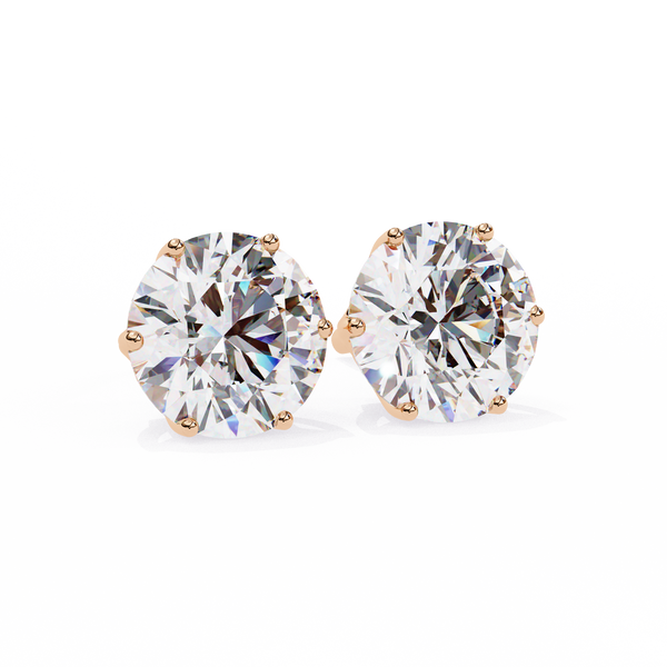 6 Prongs Brilliant Cut Diamond Stud Earring