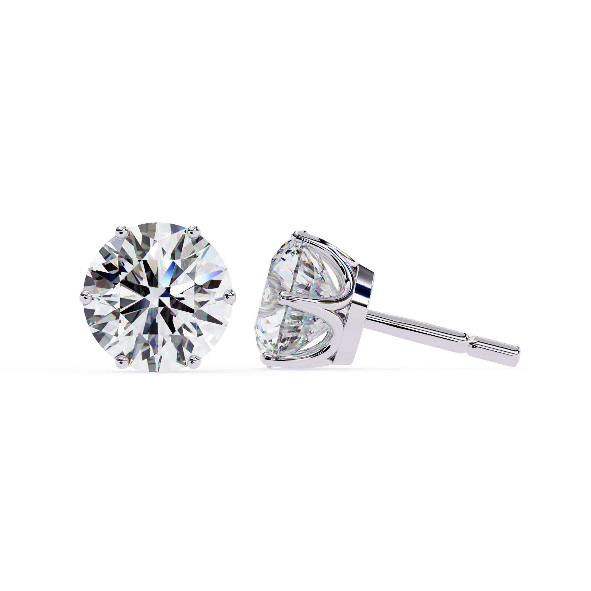 6 Prongs Brilliant Cut Diamond Stud Earring