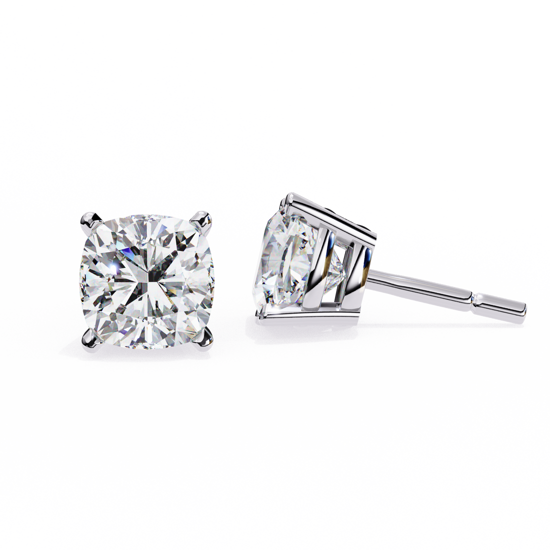 Classic Lab Grown Diamond Cushion Solitaire Stud Earrings