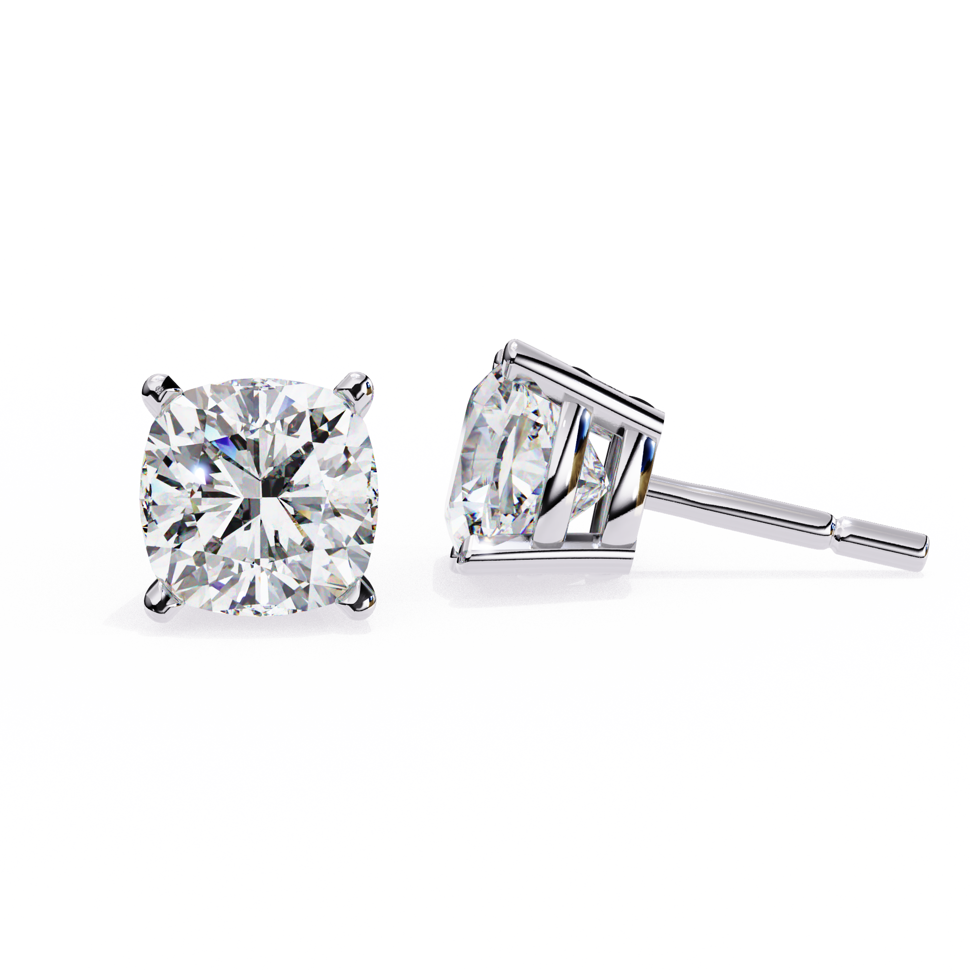 Classic Cushion Solitaire Stud Earrings