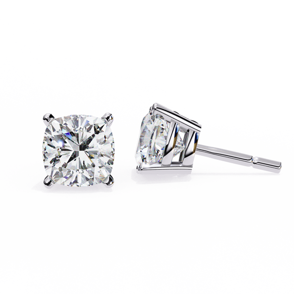 Classic Cushion Solitaire Stud Earrings